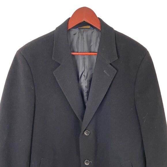 Brooks Brothers Men's Black BrooksStorm 40R Regent Coat 100% Wool Overcoat - Picture 4 of 14